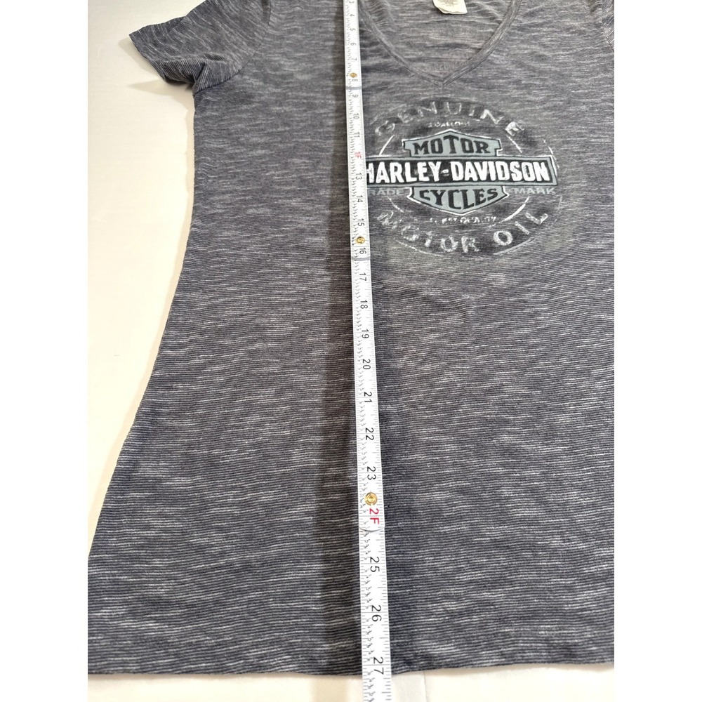 HARLEY-DAVIDSON Texas Longhorn V-Neck Graphic Tee Gray Space Dye Women's L - Picture 10 of 12
